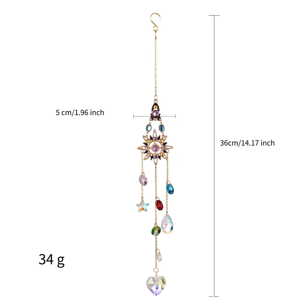 Celestial Crystal Suncatcher — Sun Moon Star Window Hanging