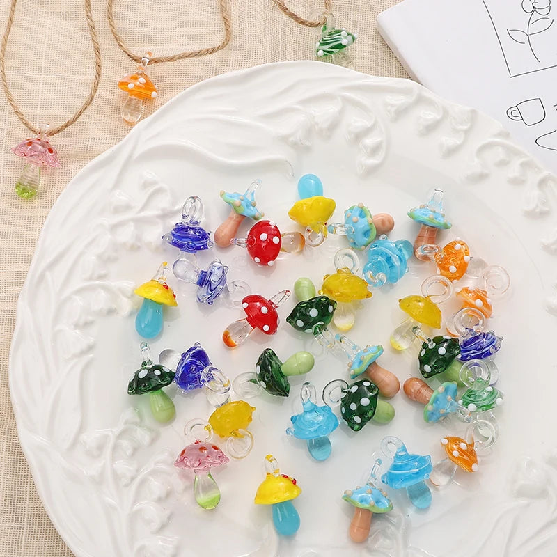 Lampwork Glass Mushroom Charm Bead – DIY Jewelry Pendant