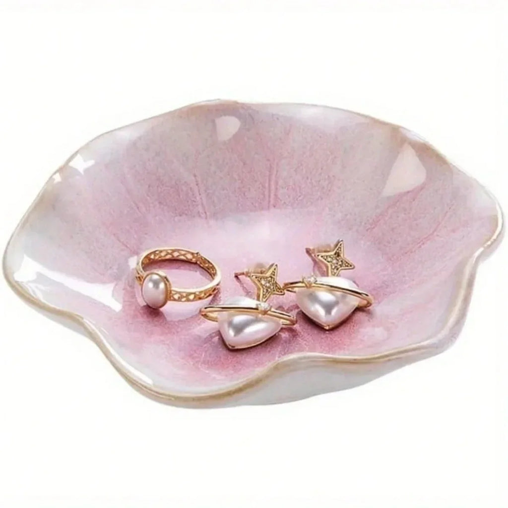 Lotus Leaf Ceramic Jewelry Bowl | Boho Organizer