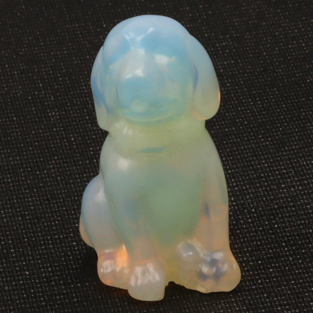 Mini Sitting Puppy Figurine | Stone & Opalite Options