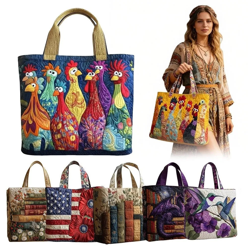 Quilted Tote Bag | Vintage-Style Large Capacity Everyday Handbag