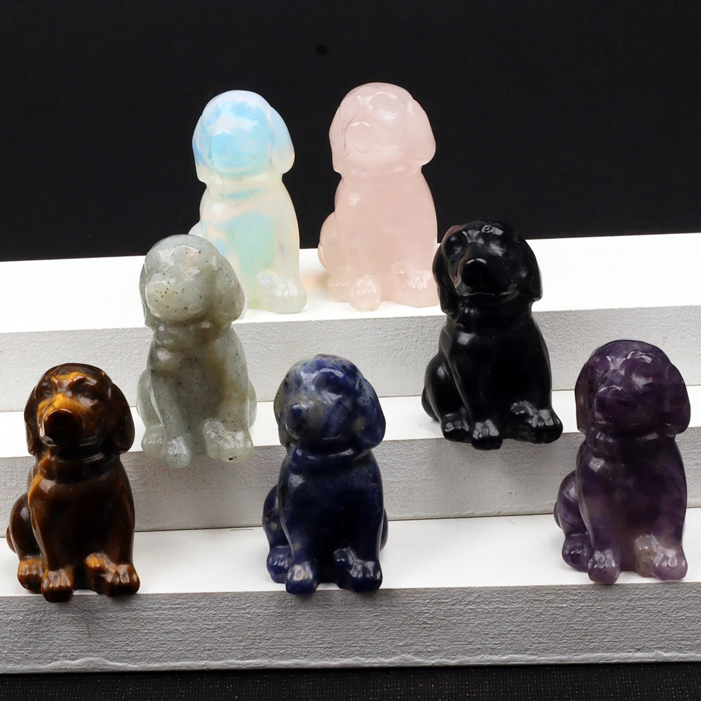 Mini Sitting Puppy Figurine | Stone & Opalite Options