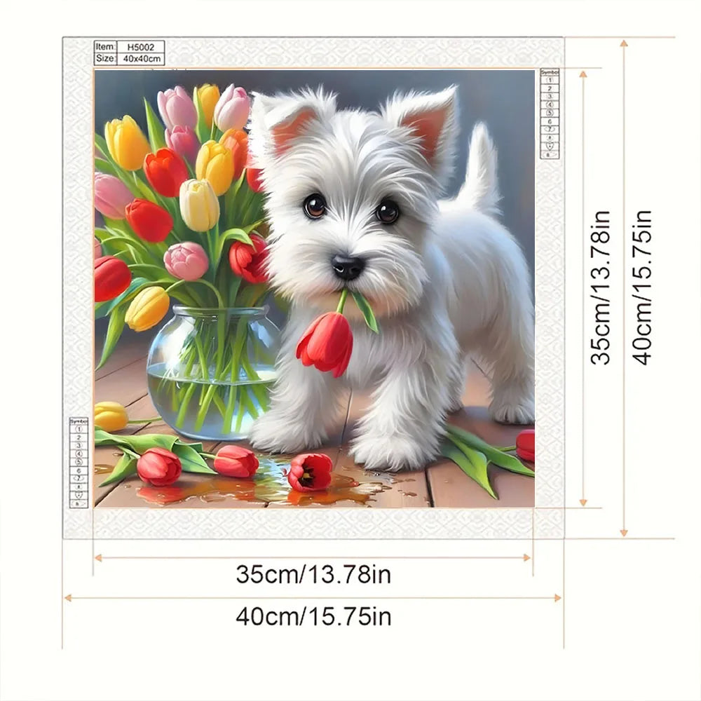 Cute Puppy Diamond Painting Kit | Full-Drill Round Diamonds