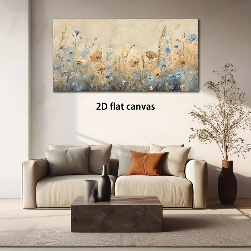 Wildflower Meadow Tall Canvas Print | Vertical Abstract Wall Art