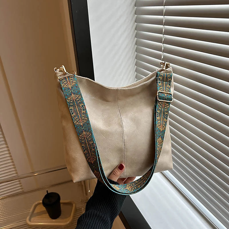 Wander Muse Faux Leather Bag | Wide Geometric Strap