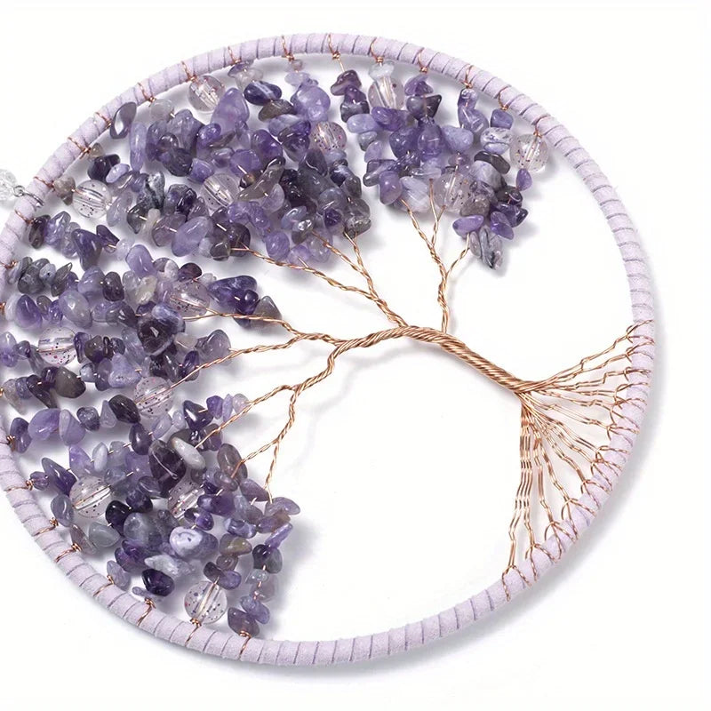 Tree of Life Crystal Wall Pendant | Amethyst, Rose Quartz, Lapis Lazuli & Citrine