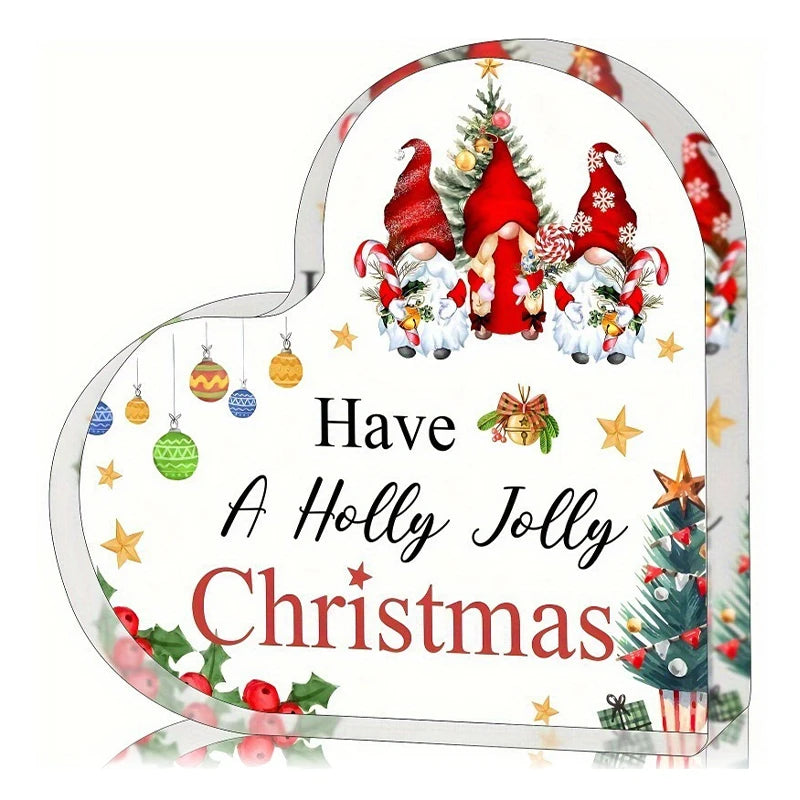 Christmas Heart Desktop Ornament with Stand
