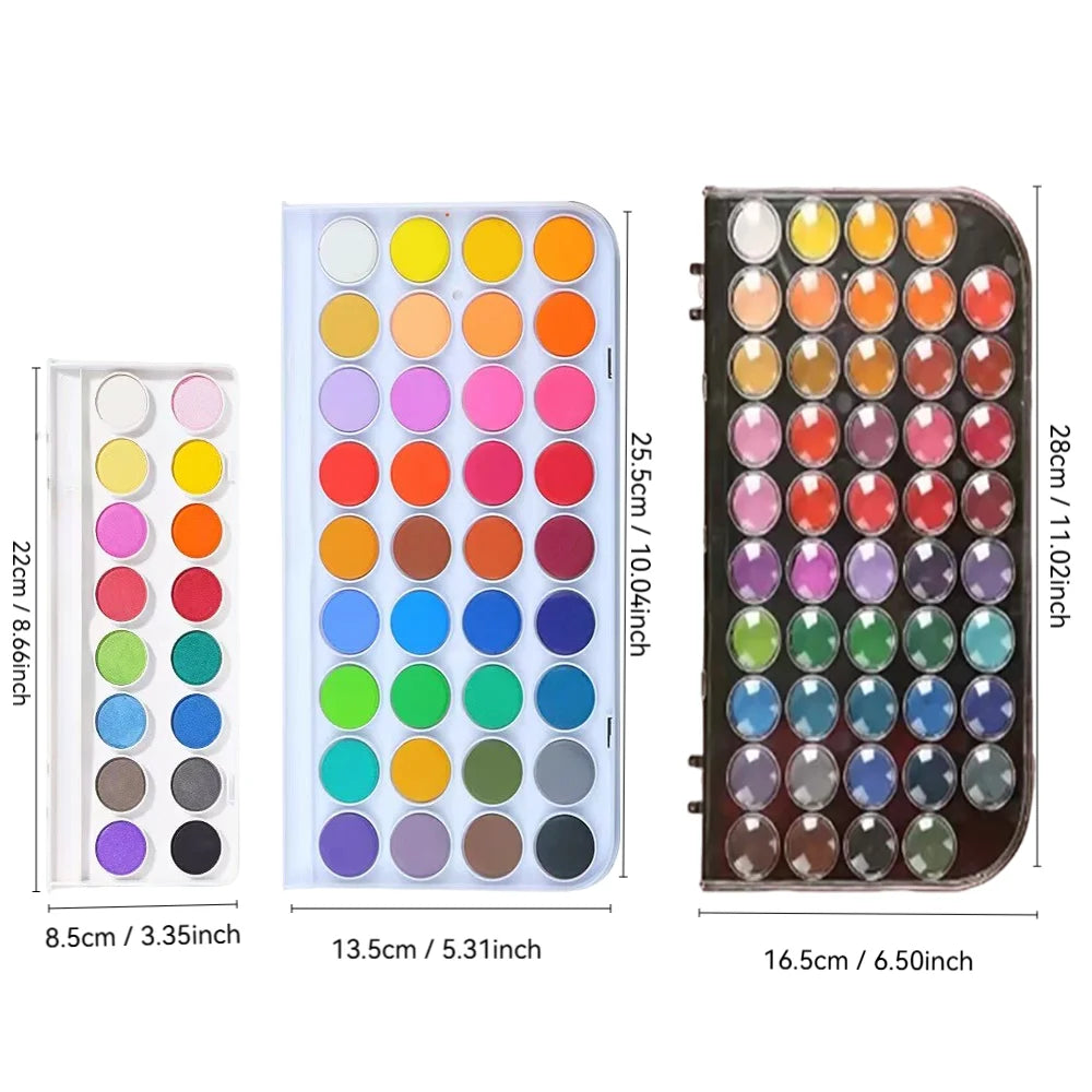 Watercolor Paint Set with Brushes & Case | 16, 36 or 48 Colors