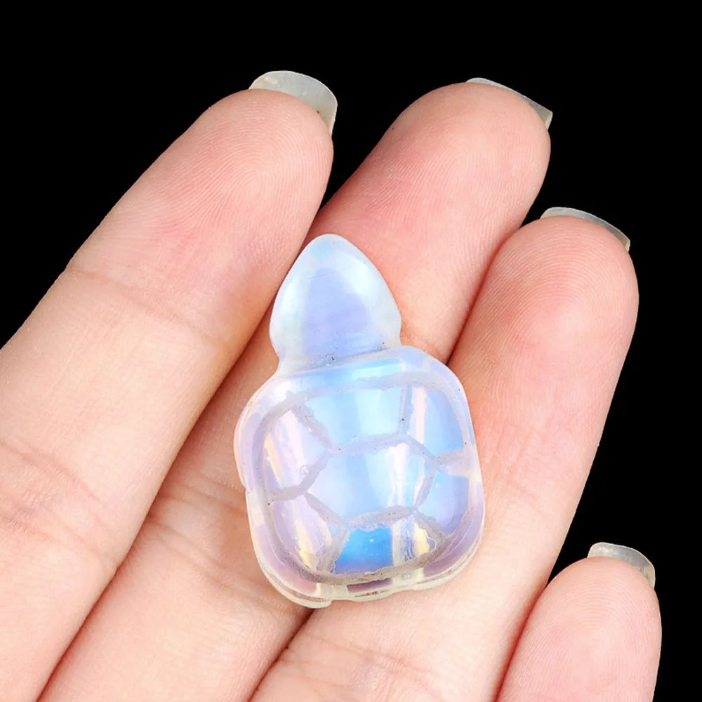 Natural Crystal Turtle Carving – Mini Gemstone Animal Figurine