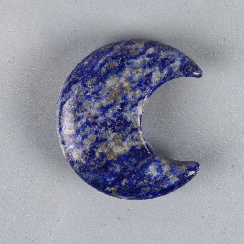 Natural Crystal Moon Ornament | Hand-Carved Healing Stone · 9 Varieties