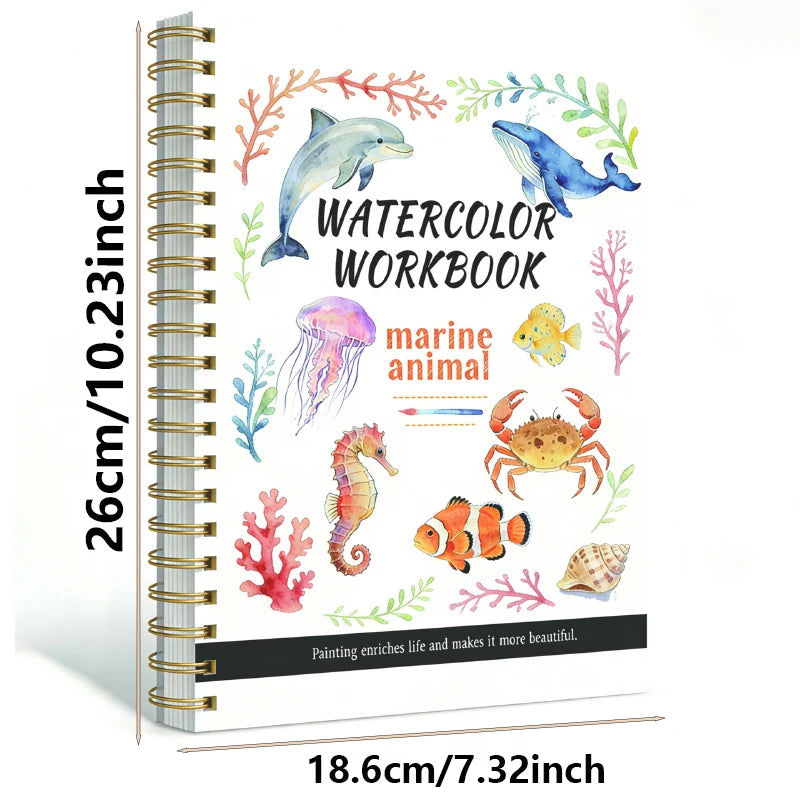 Watercolor Beginner's Practice Workbook | 14 Sketches + 2 Color Mixing Guides