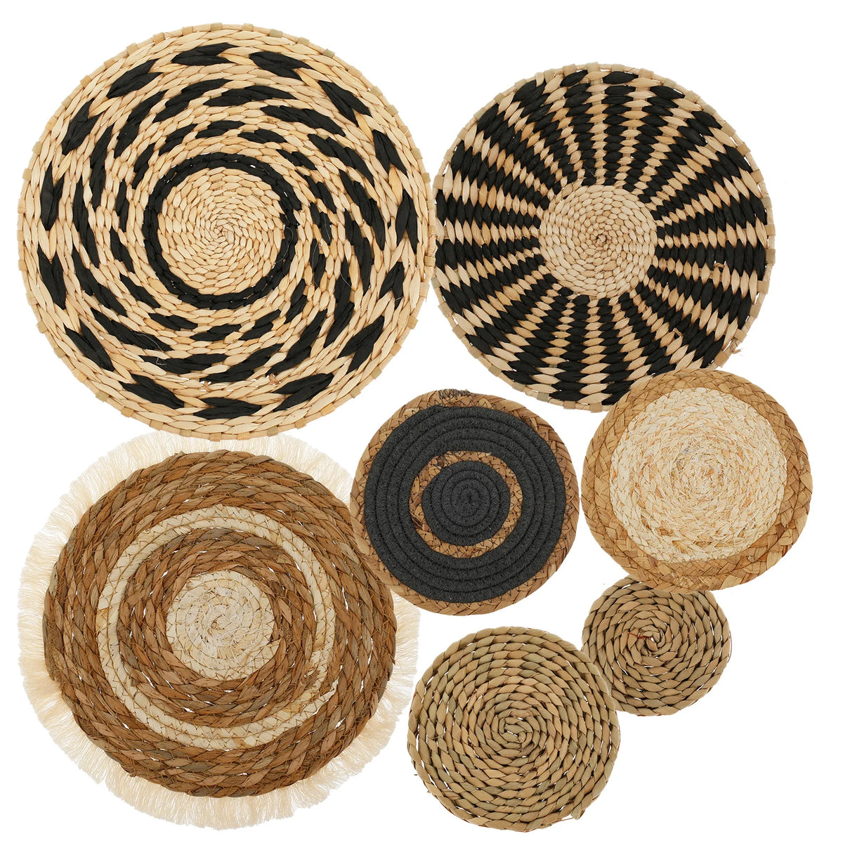 Boho Woven Basket Wall Decor | 7- or 9-Piece Set