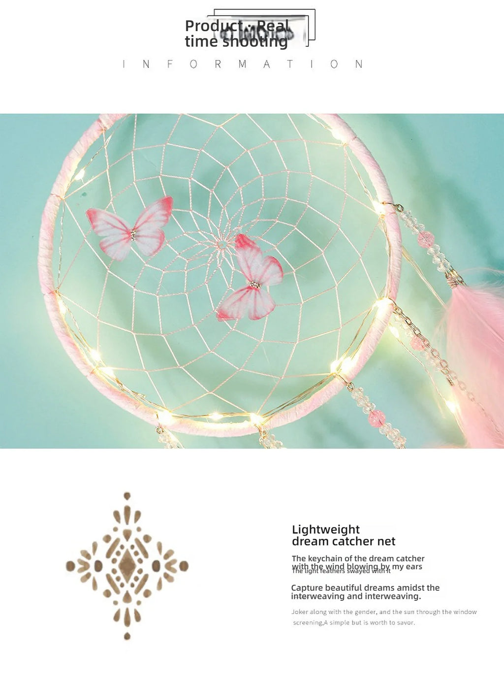 Butterfly & Feather Dreamcatcher | Pink or Blue, Optional Lights