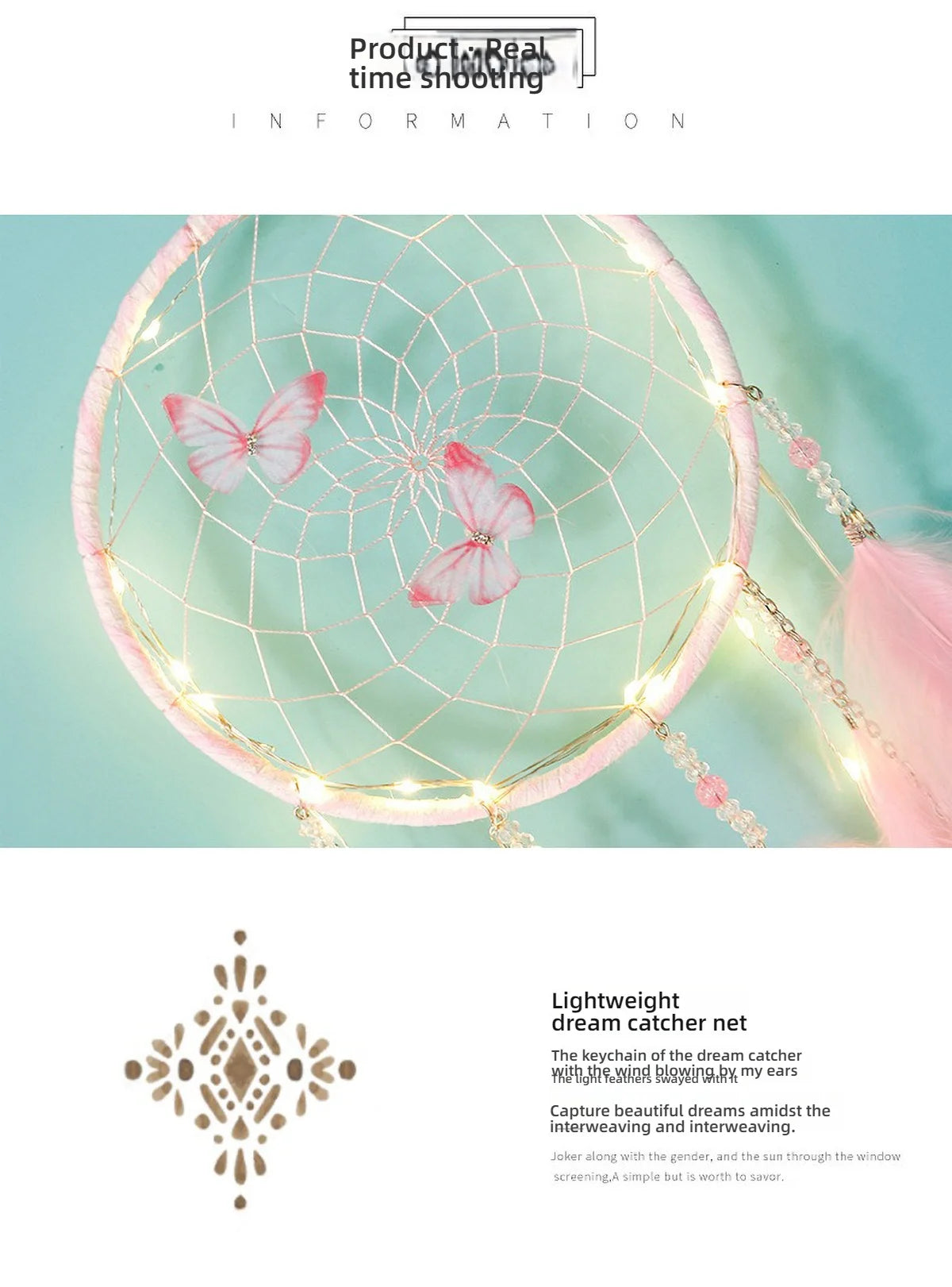 Butterfly & Feather Dreamcatcher | Pink or Blue, Optional Lights