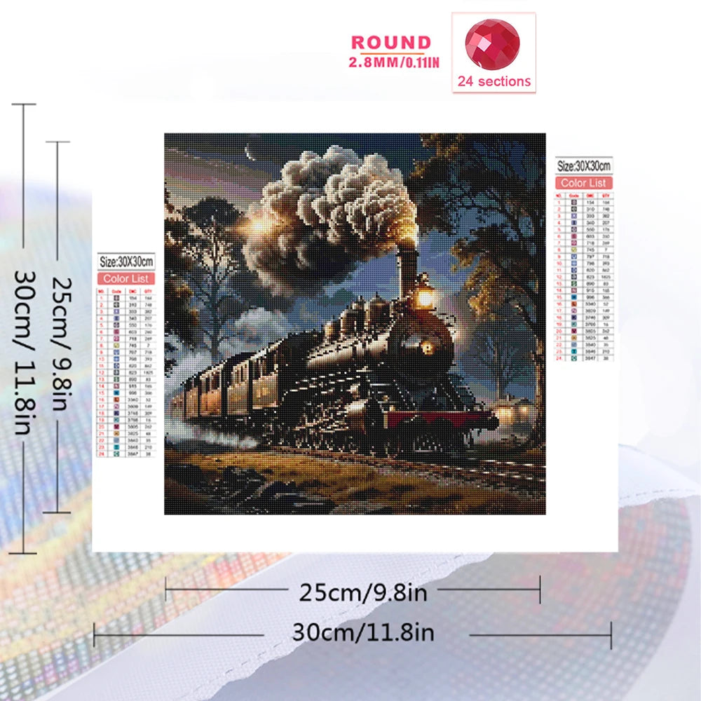 Steam Train Diamond Art Kit | Full Drill DIY Mosaic