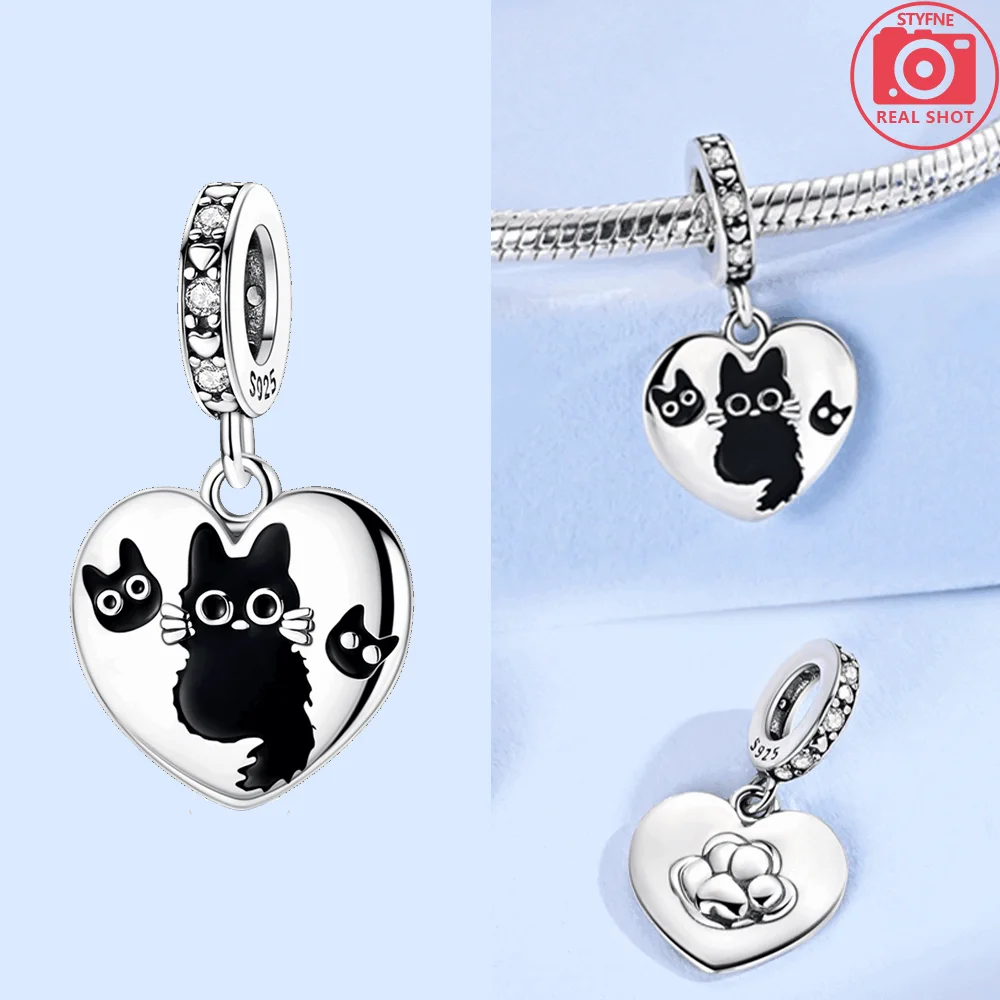 Silver-Plated Moon & Heart Charm Bead | Nickel-Free Copper Pendant for Bracelets & Keychains