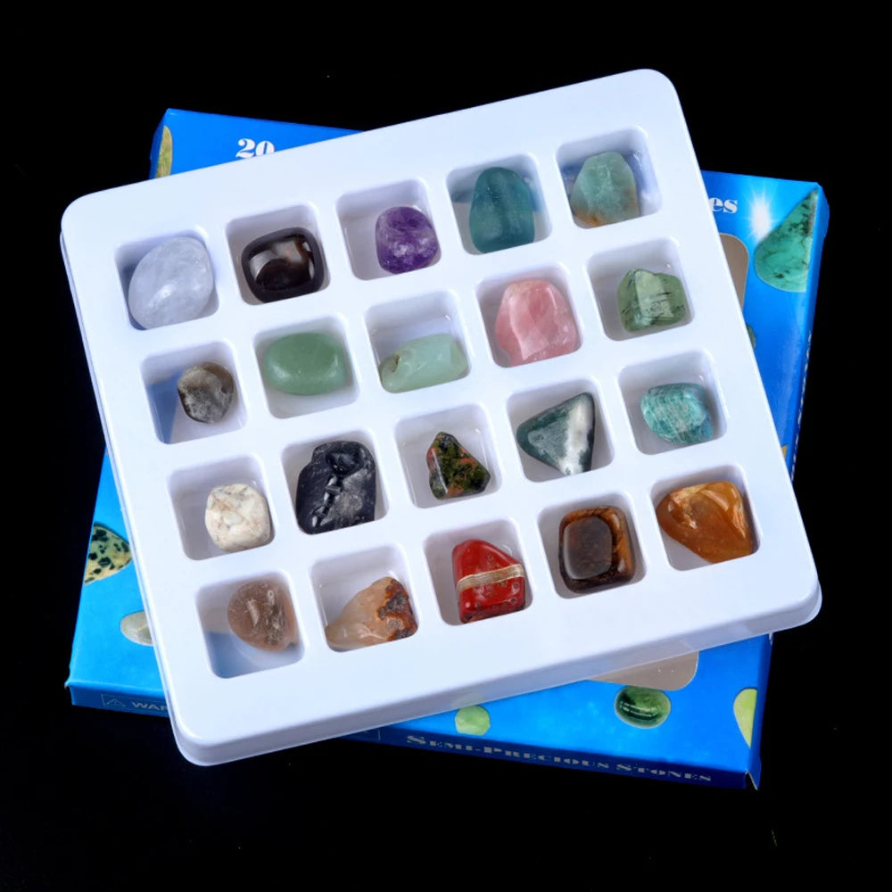 Chakra Healing Crystal Set | 20pc Gemstone Collection for DIY Jewelry & Décor