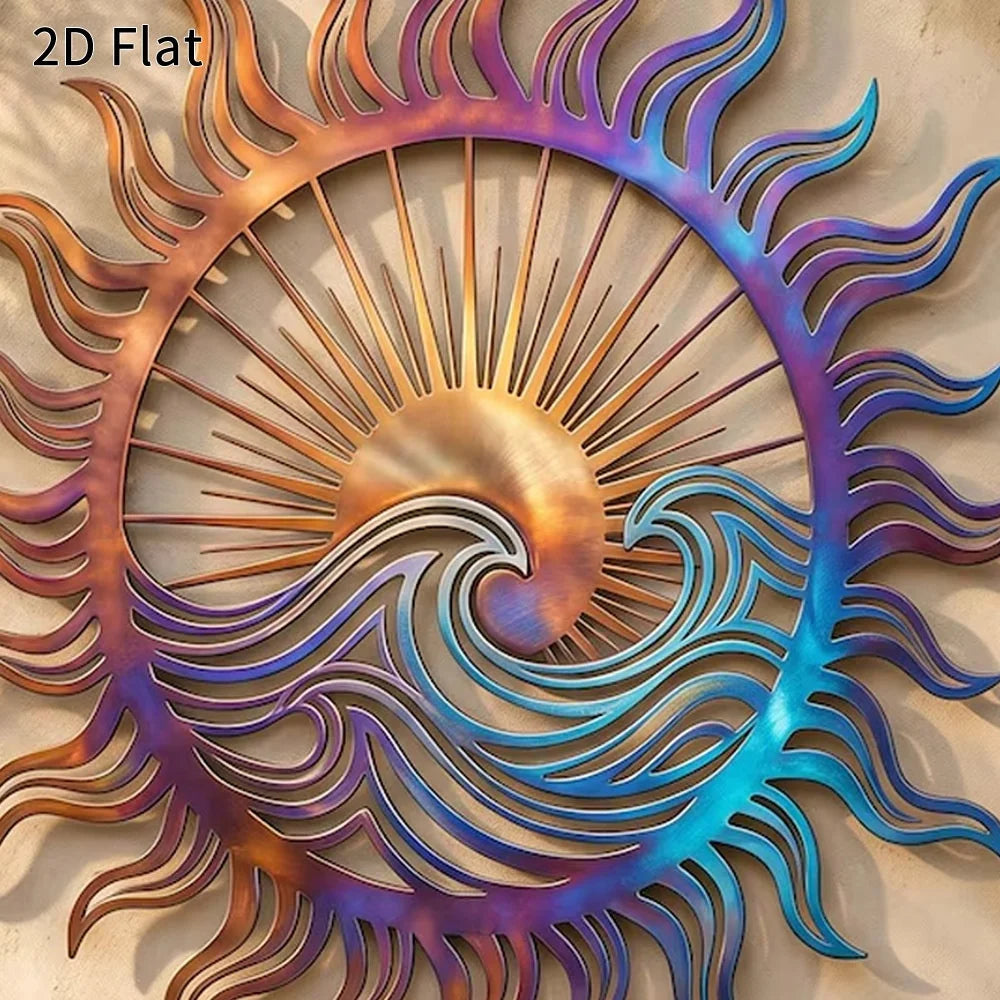 Sun & Ocean Waves Metal Wall Art