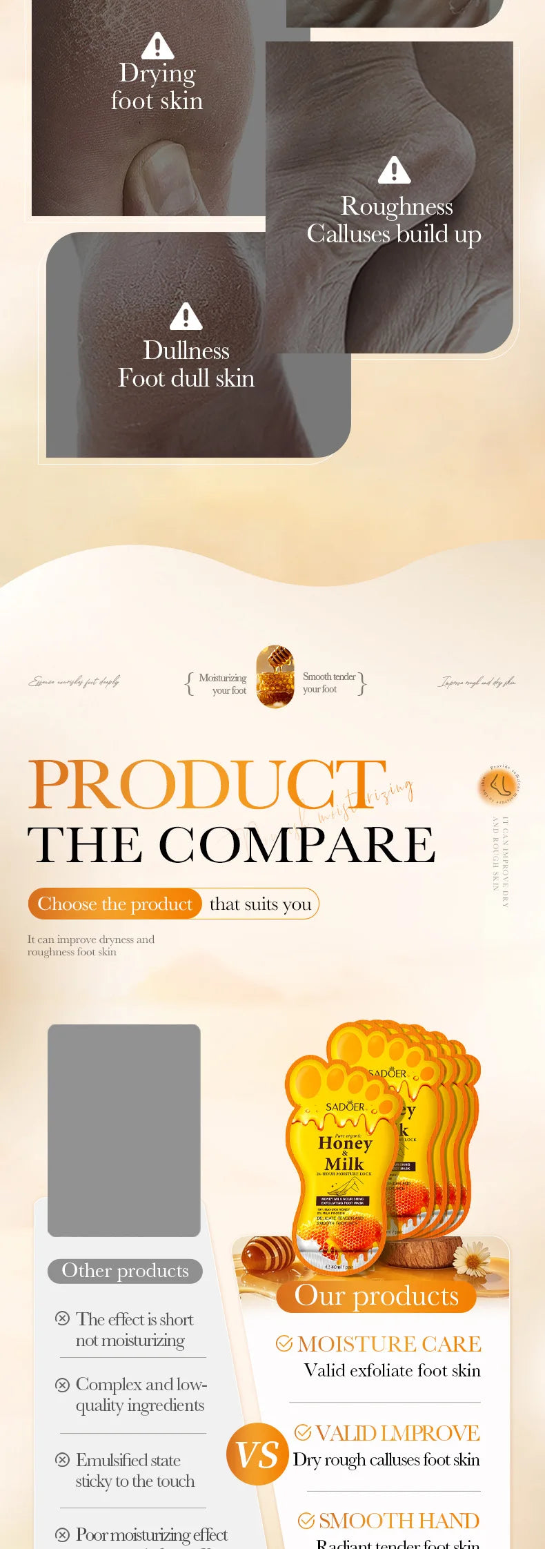Honey Milk Nourishing Foot Mask — 5 Pairs