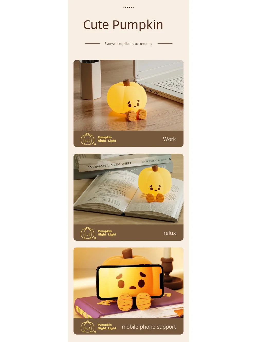 Pumpkin Night Light | Warm Glow & Spooky Personality