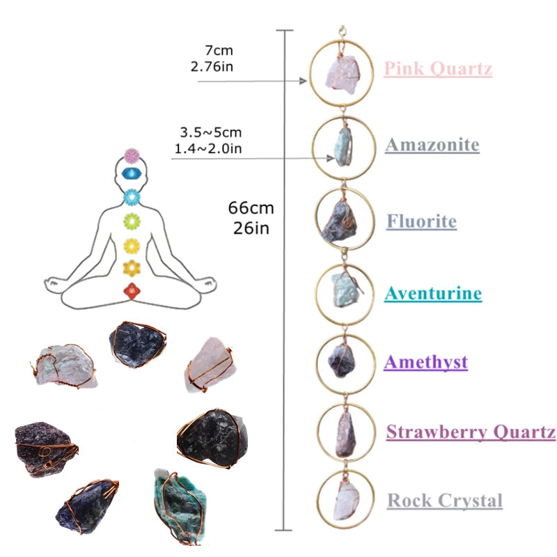 7 Chakra Crystal Tree of Life Hanging — Natural Gemstone Suncatcher