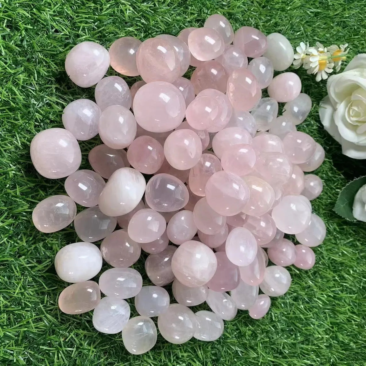 Rose Quartz Tumbled Stones — Natural Polished Pink Crystal for Love, Healing & Home Décor