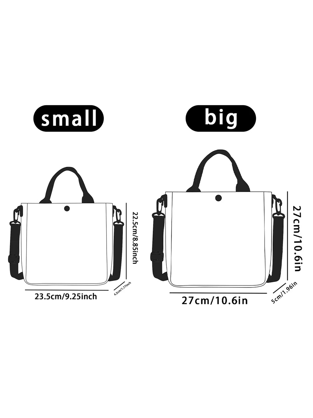 Black & White Cat Print Tote Bag with Detachable Strap