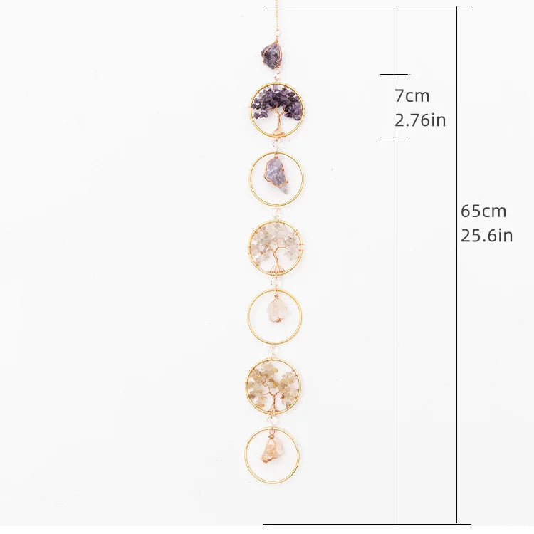7 Chakra Crystal Tree of Life Hanging — Natural Gemstone Suncatcher