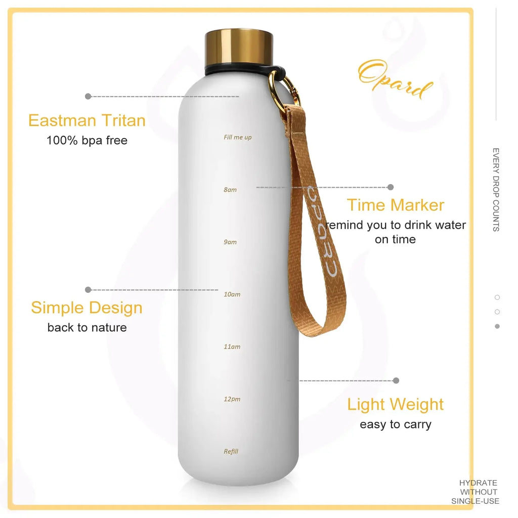 1L Time-Marker Water Bottle | Matte & Two-Tone Colors