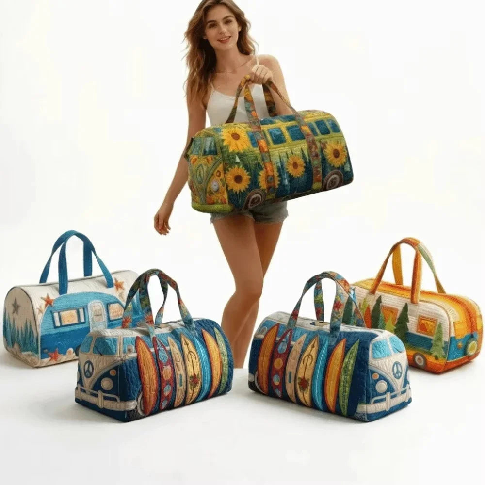 Quilted Travel Duffle Tote Bag | 30 Styles | Beach, Gym & Hiking