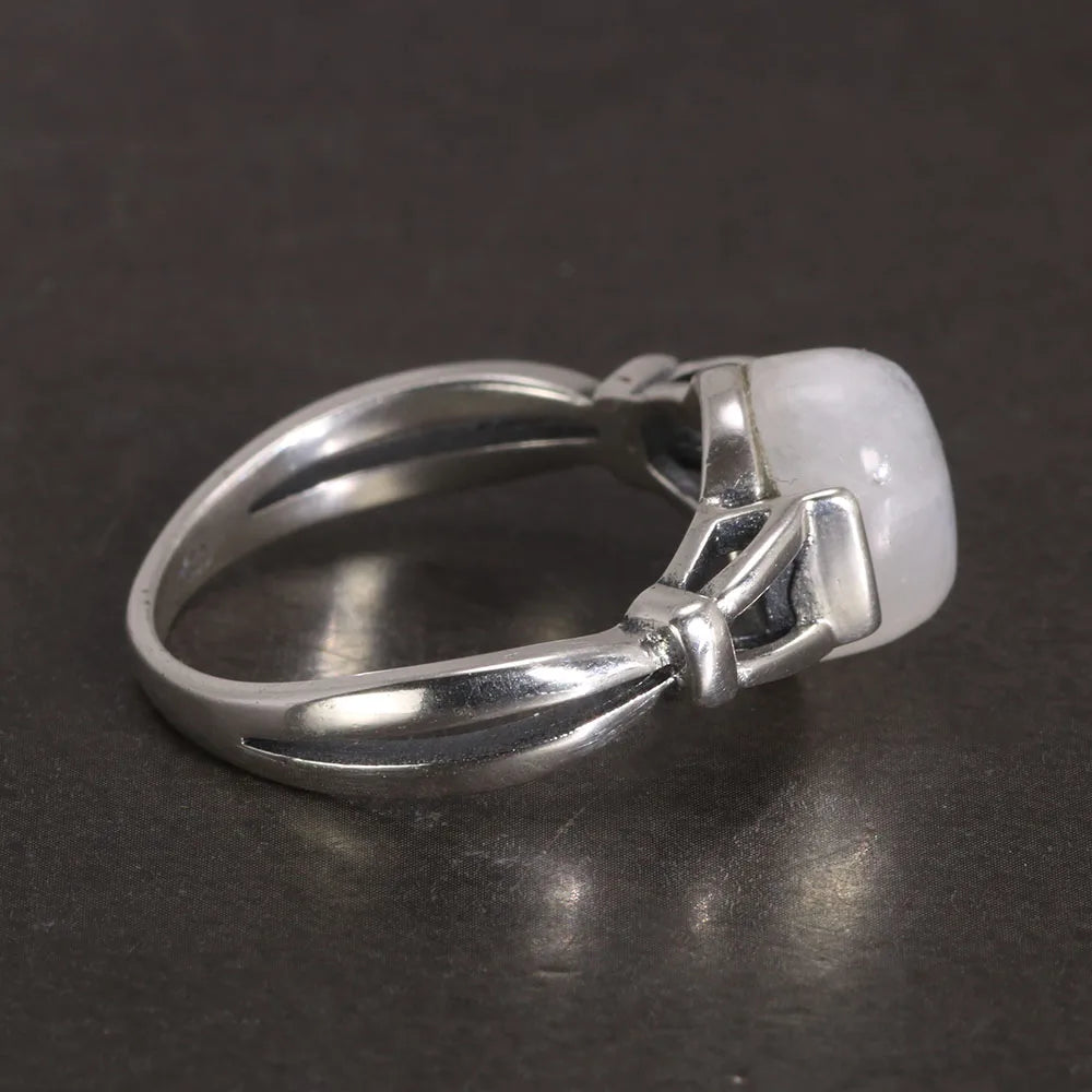 Natural Moonstone Ring | 925 Sterling Silver Bezel Setting