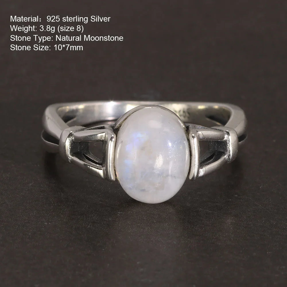 Natural Moonstone Ring | 925 Sterling Silver Bezel Setting