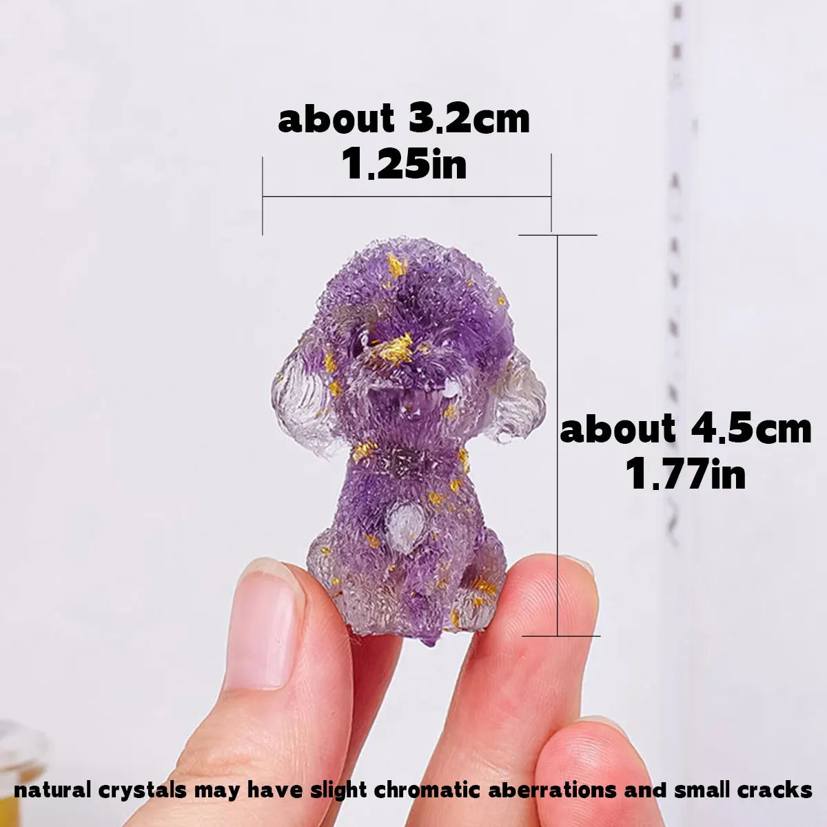 Teddy Dog Figurine | Resin & Crystal Gravel Keepsake