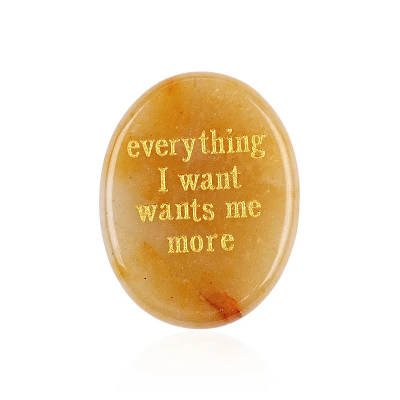 Crystal Worry Stone | Engraved Healing Stone for Meditation & Chakra Balance