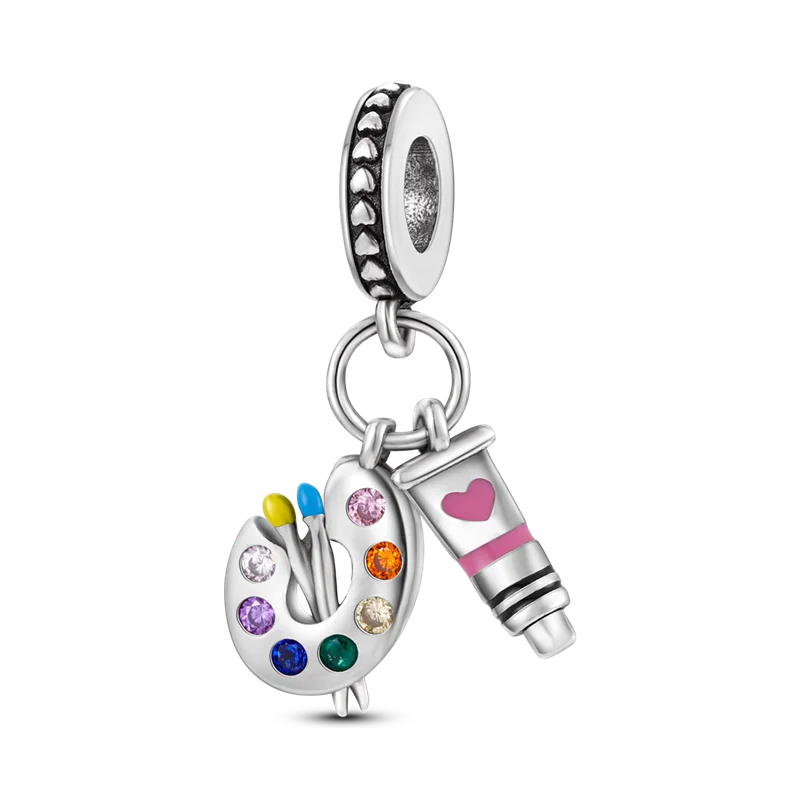 925 Sterling Silver Charm Holder Set – Bag Charm & Key Ring for DIY Jewelry
