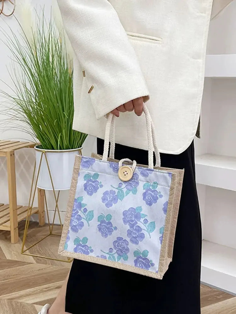 Mini Floral Linen Handbag | Boho Square Bag for Women | 6 Styles