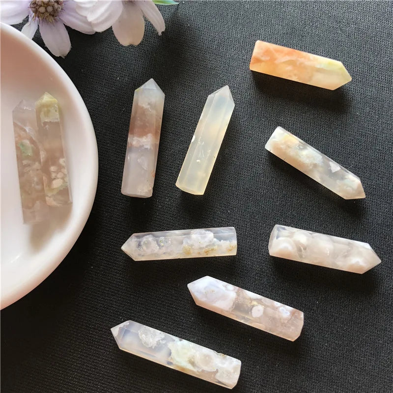 Cherry Agate Crystal Tower — Natural Pink Sakura Quartz Point