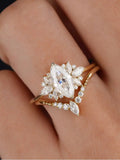 Sterling Silver Marquise Zircon Ring Set