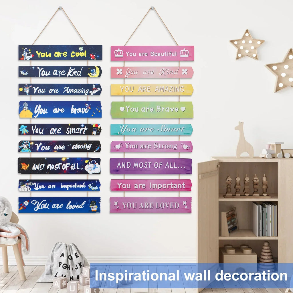 Kids Inspirational Wooden Wall Art — Space & Dream Themed Bedroom Decor