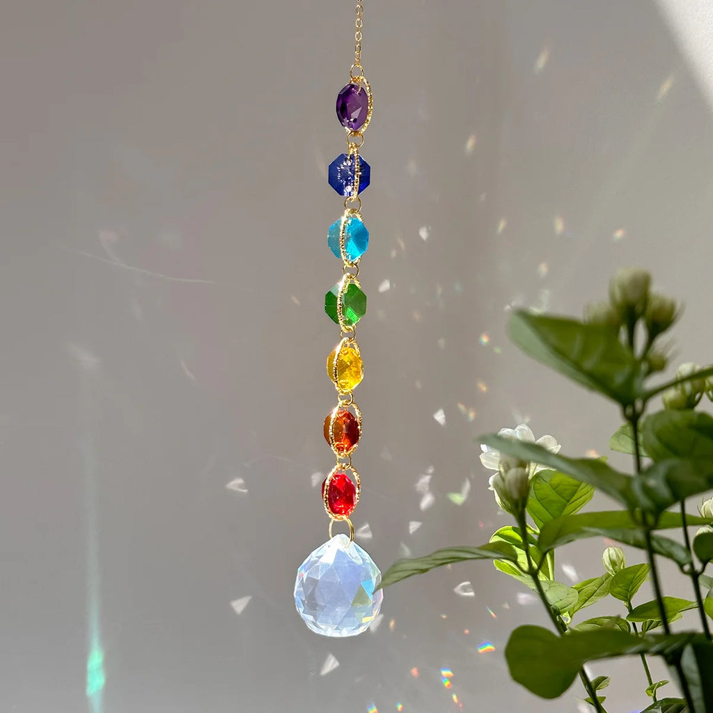 Rainbow Whimsy Crystal Suncatcher Mobile