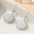 Moonstone Dangle Earrings | Silver Geometric Drop