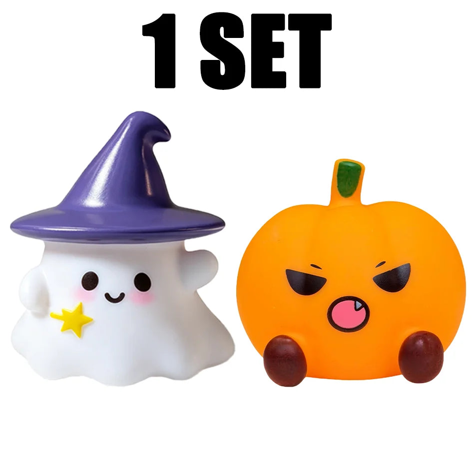 Halloween Silicone LED Night Light — Ghost, Witch Hat & Pumpkin Desktop Lamp