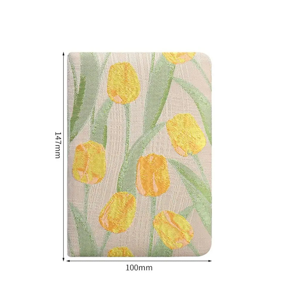 Vintage Embroidered Fabric Notebook | Matte Cotton Cover Journal in Tulip & Gardenia