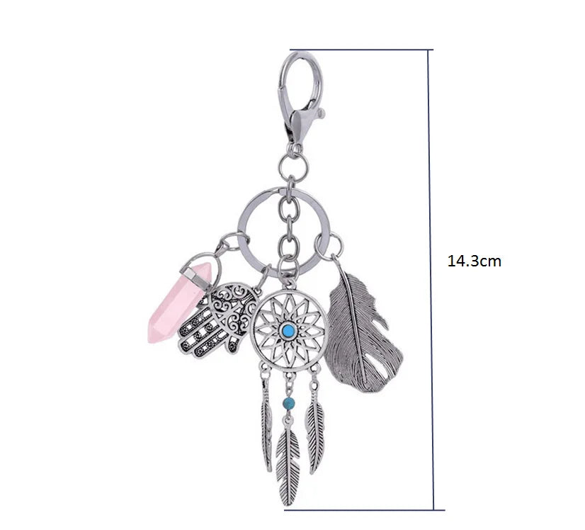 Dreamcatcher Keychain & Bag Charm — Boho Feather Accessory