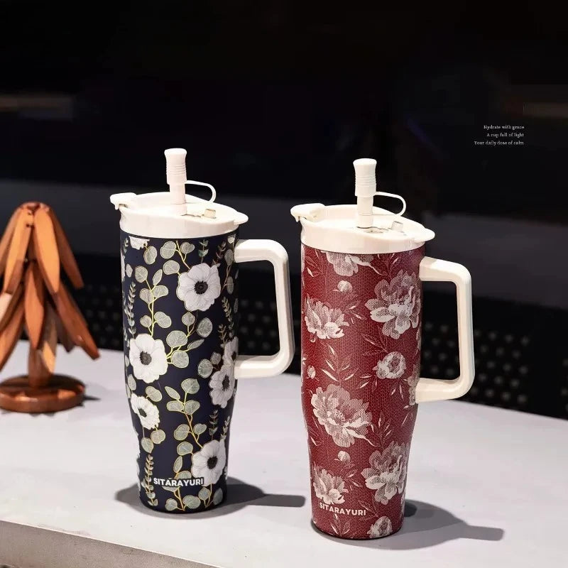 Garden & Bow Insulated Tumbler with Handle | 1200 ml