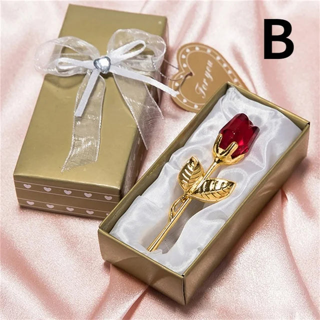 Crystal Glass Rose Flower Figurine