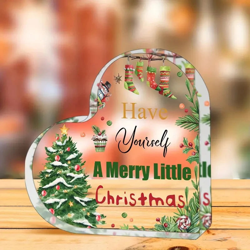 Christmas Heart Desktop Ornament with Stand