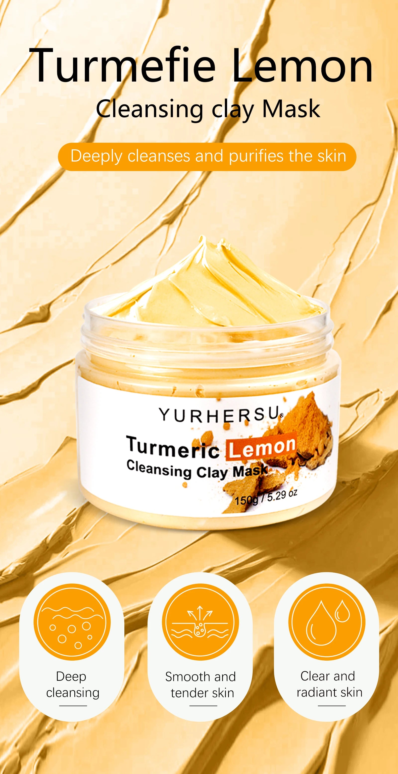 Turmeric & Vitamin C Clay Mask – Deep Cleansing, Pore-Minimizing & Brightening