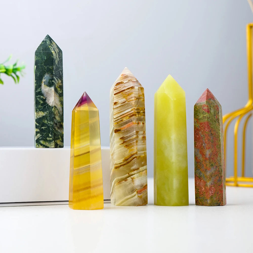 Natural Crystal Tower Wand — Choose Your Stone | Reiki Healing Point for Home Decor & Meditation