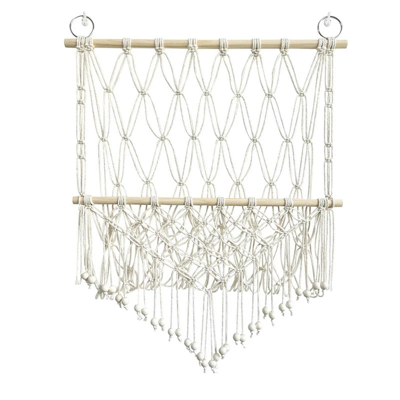 Boho Handwoven Storage Hammock | Wall-Mounted Stuffed Animal & Toy Organizer